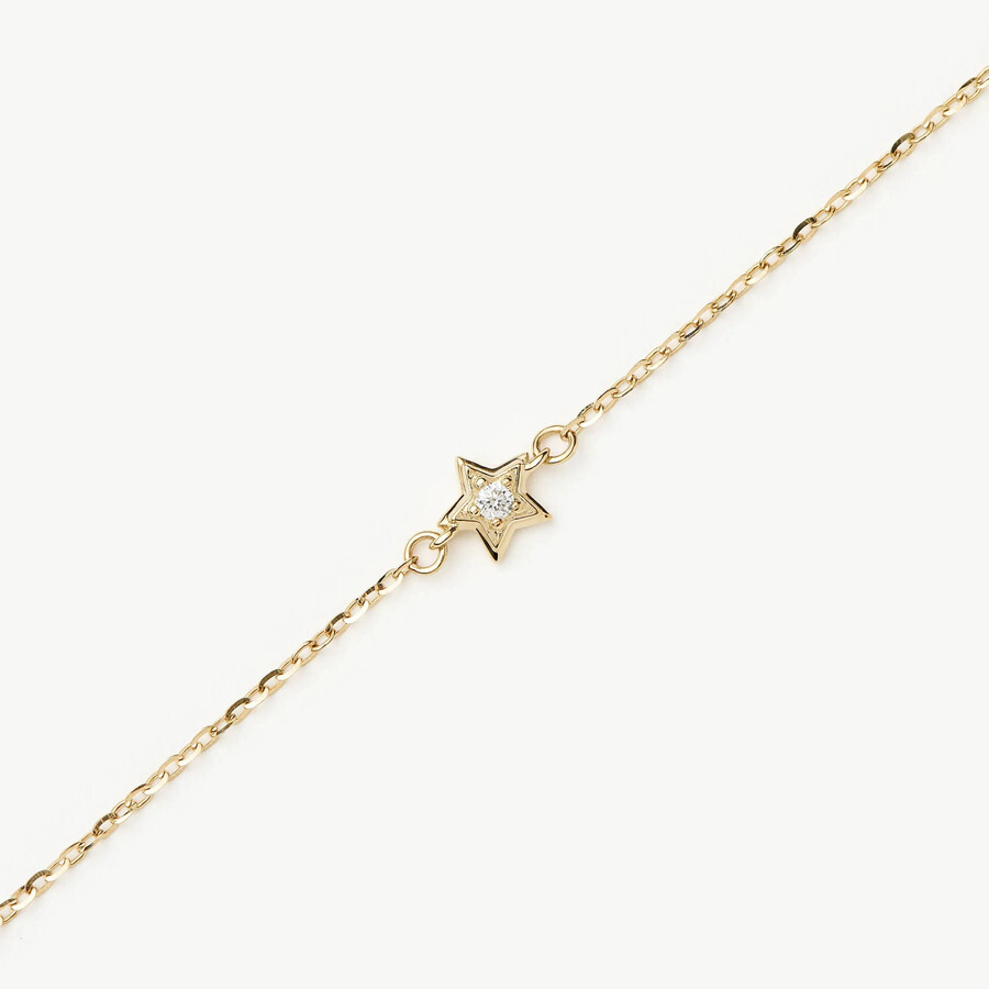 armband aus 14-karätigem massivgold mit diamantsternkette