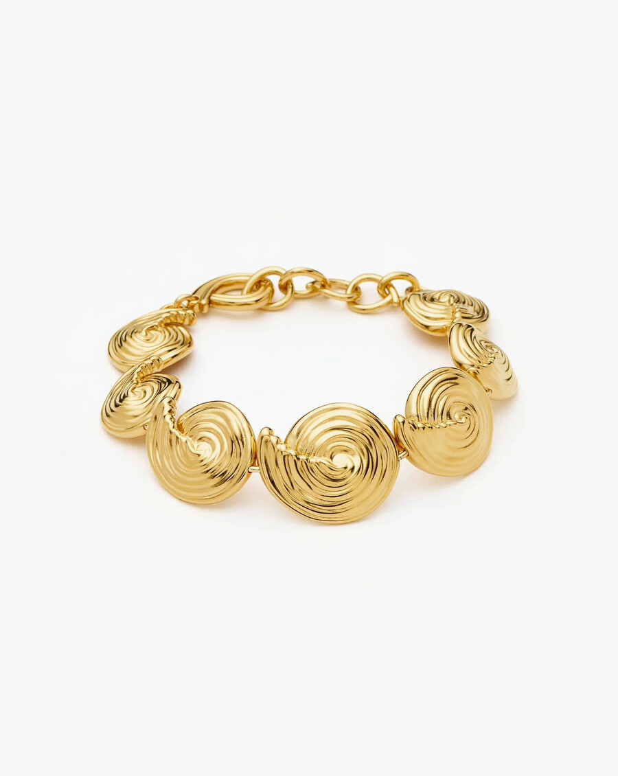 spiral-statement-armband mit kette – gold