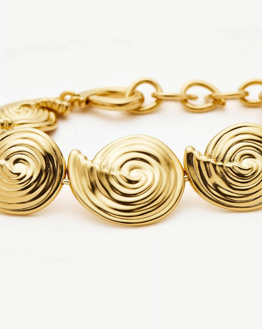 spiral-statement-armband mit kette – gold