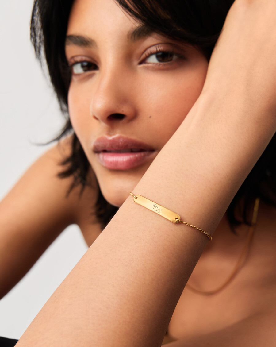 gravierbares stabkettenarmband – 18 karat gold vermeil