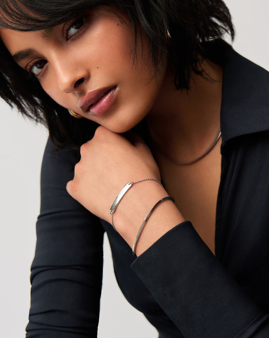 gravierbares stabkettenarmband – silber