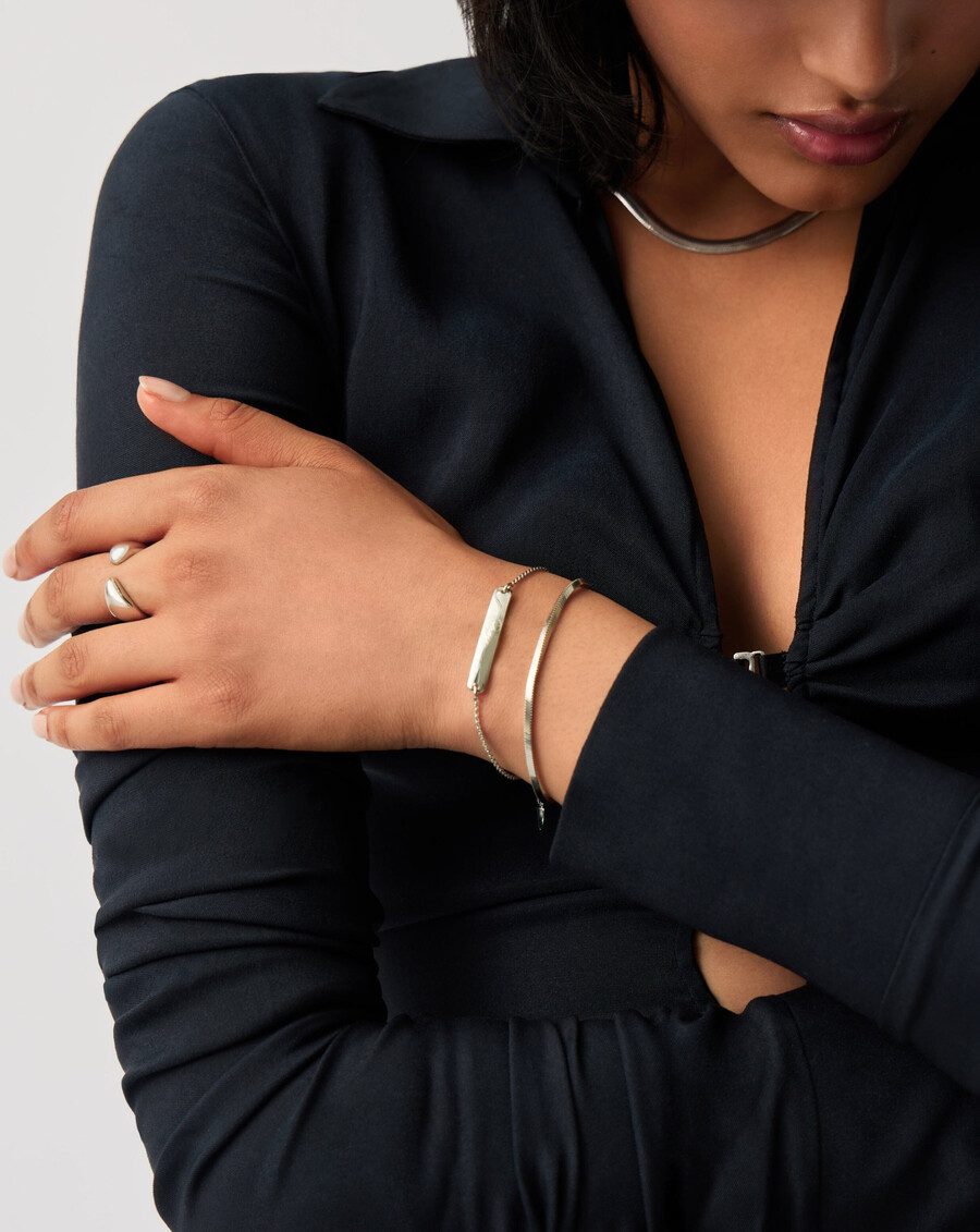 gravierbares stabkettenarmband – silber