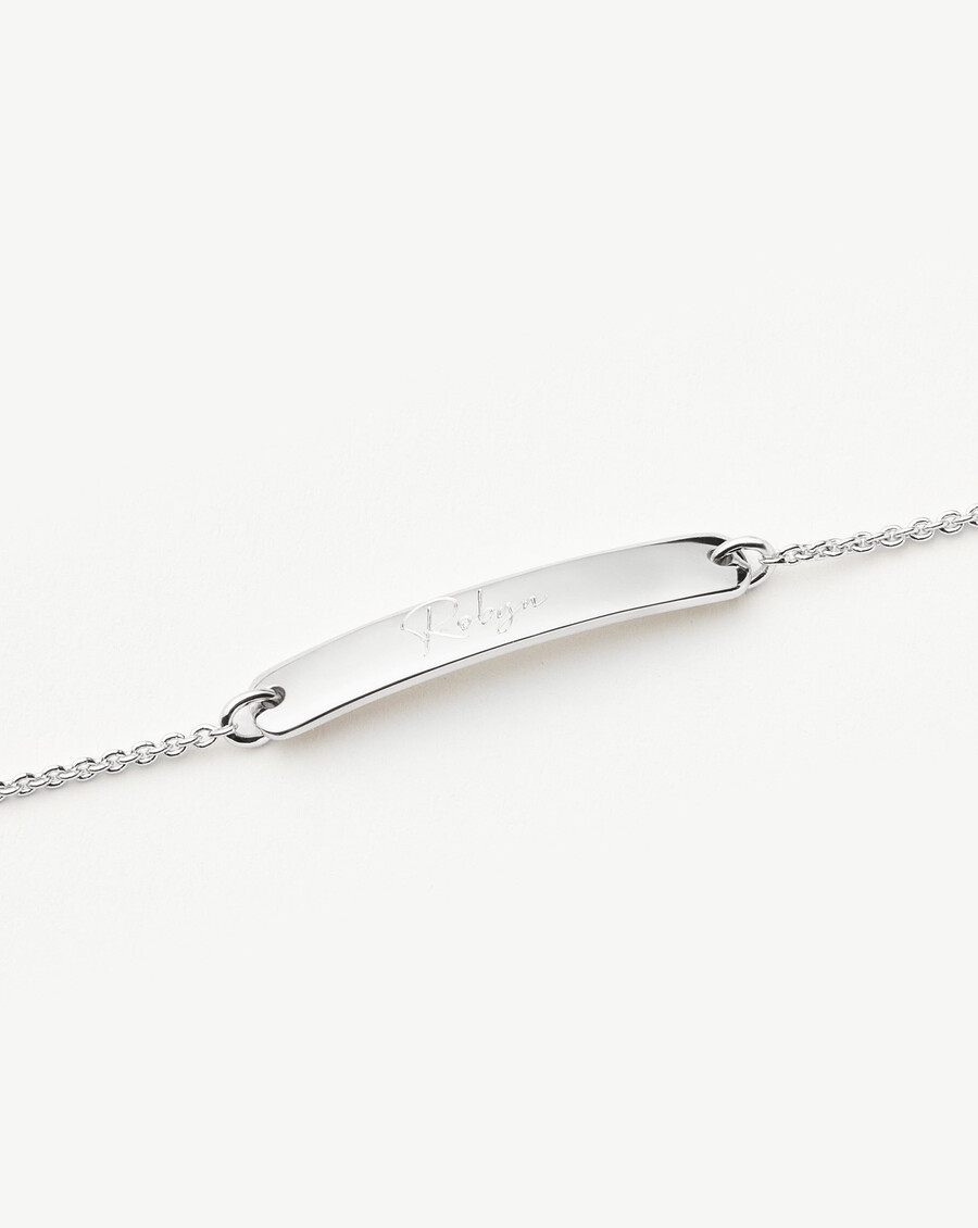 gravierbares stabkettenarmband – silber