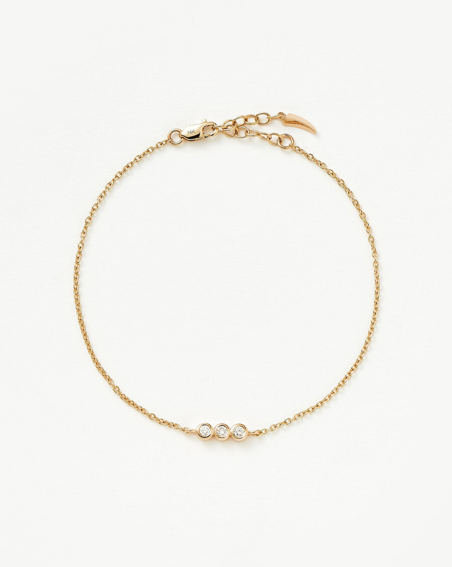 feines diamant-solitär-trio-armband – gold