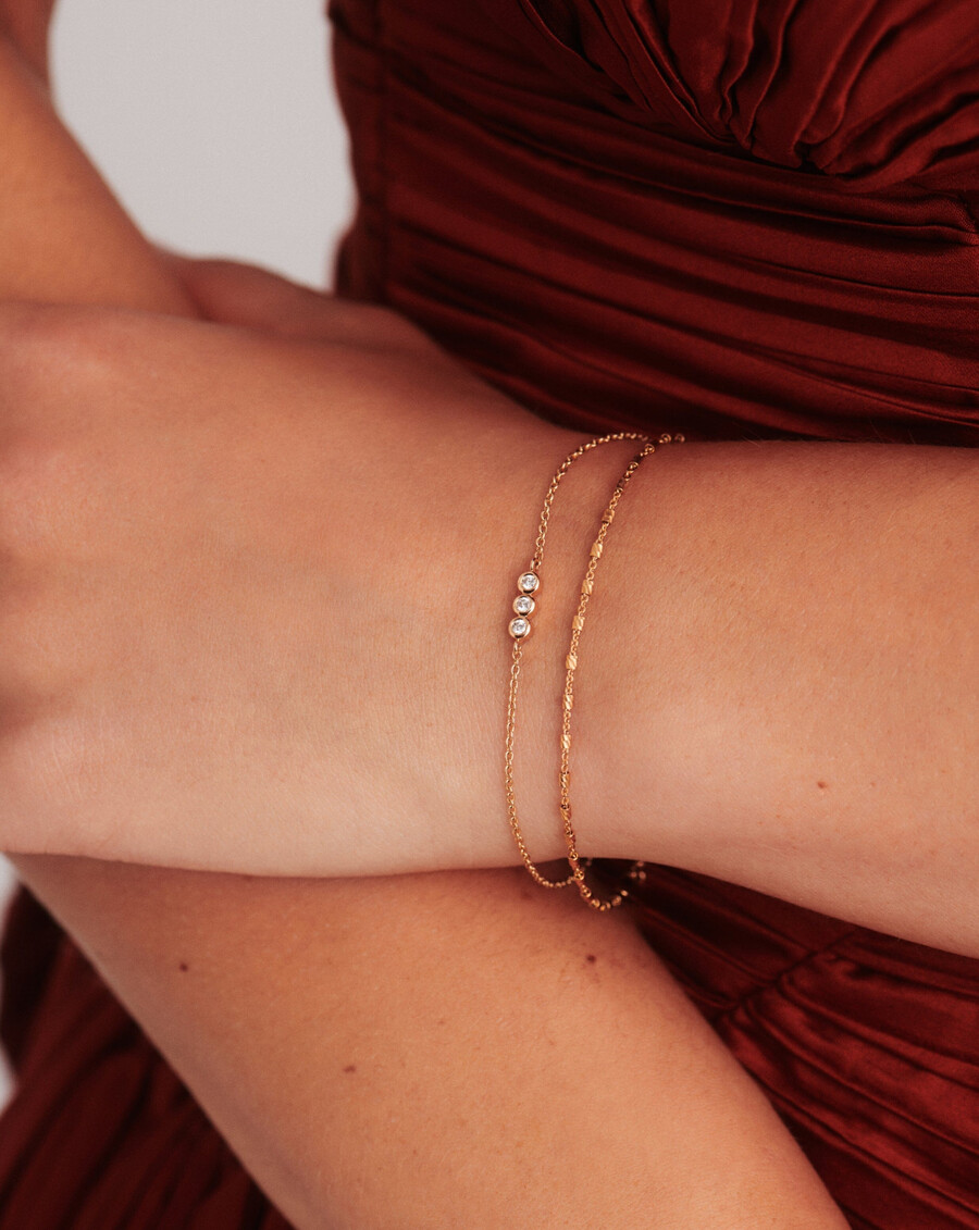 feines diamant-solitär-trio-armband – gold
