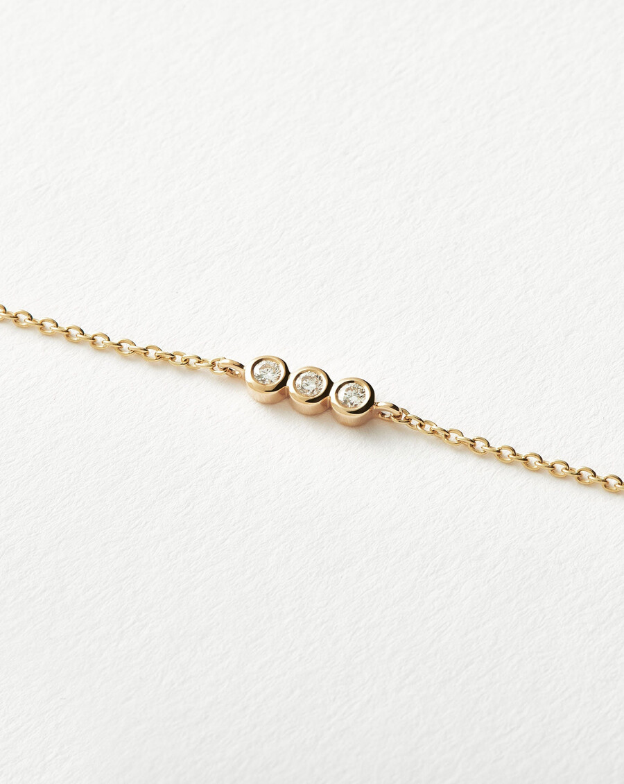 feines diamant-solitär-trio-armband – gold