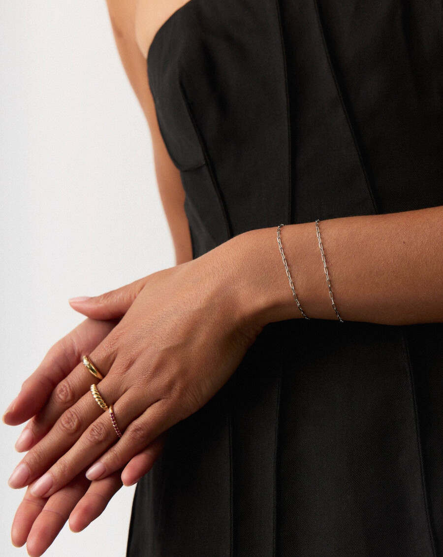 klassisches armband aus 14-karätigem weißgold mit büroklammerkette