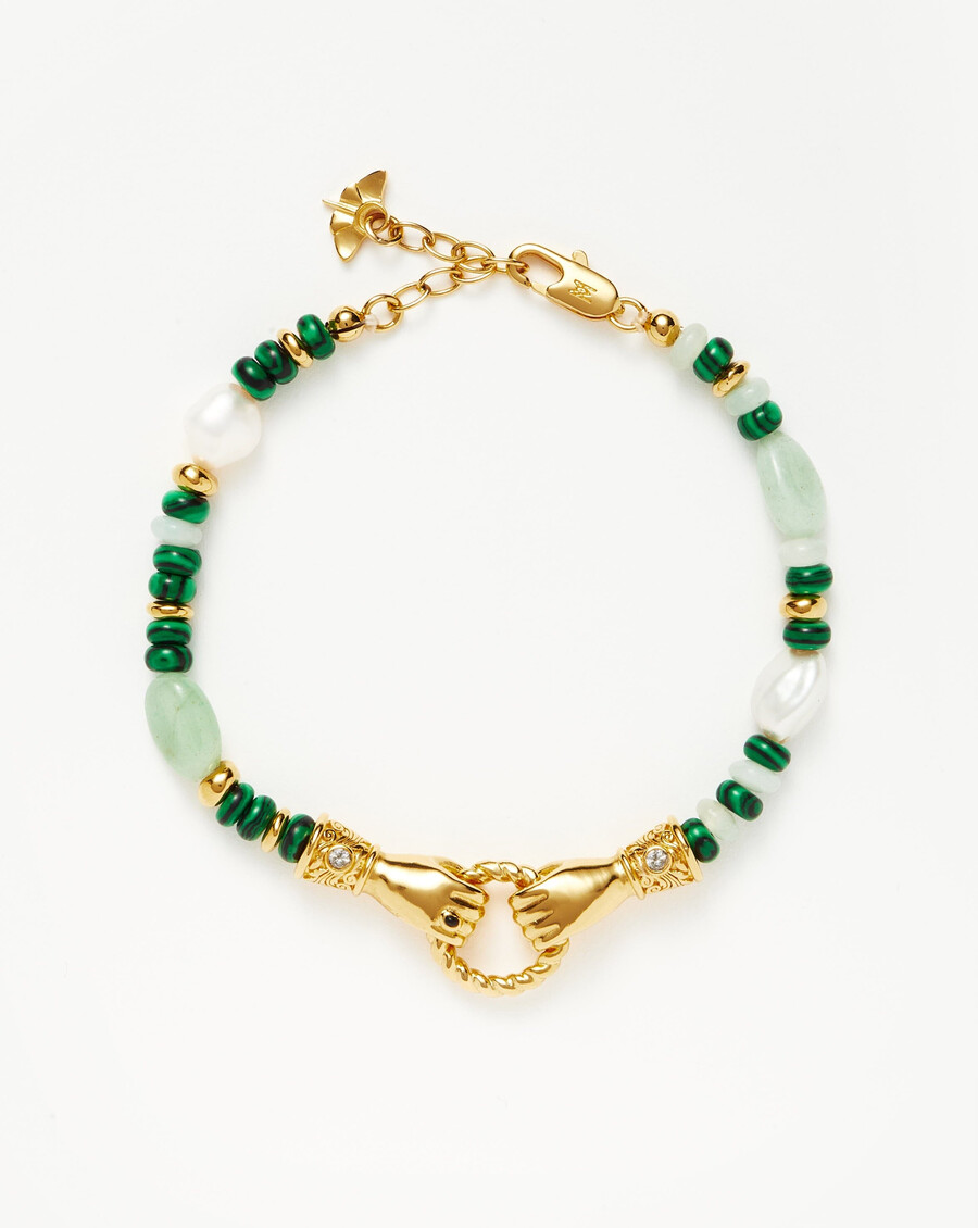harris reed „in good hands perlenarmband mit edelsteinen – goldgrün