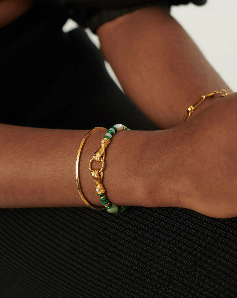 harris reed „in good hands perlenarmband mit edelsteinen – goldgrün
