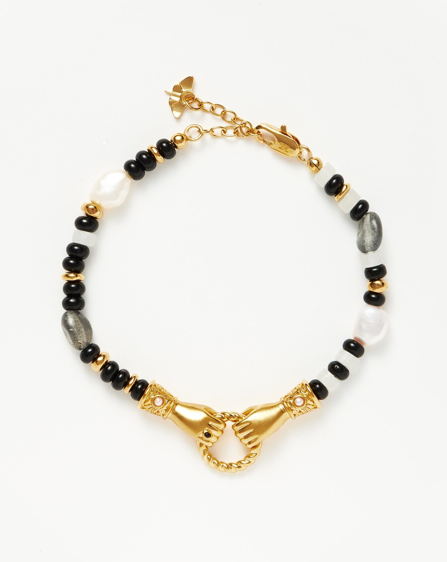 harris reed „in good hands perlenarmband mit edelsteinen – goldschwarz