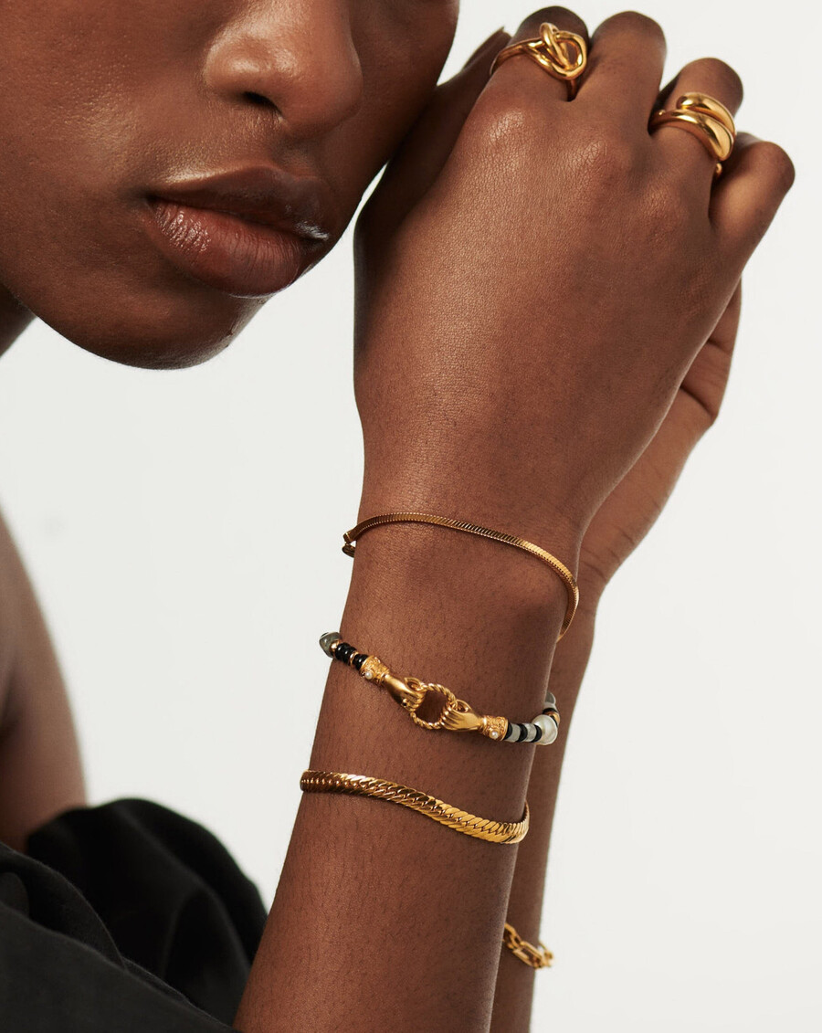 harris reed „in good hands perlenarmband mit edelsteinen – goldschwarz