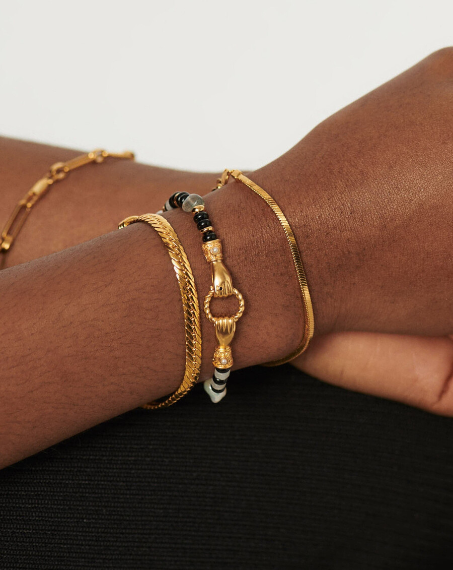 harris reed „in good hands perlenarmband mit edelsteinen – goldschwarz
