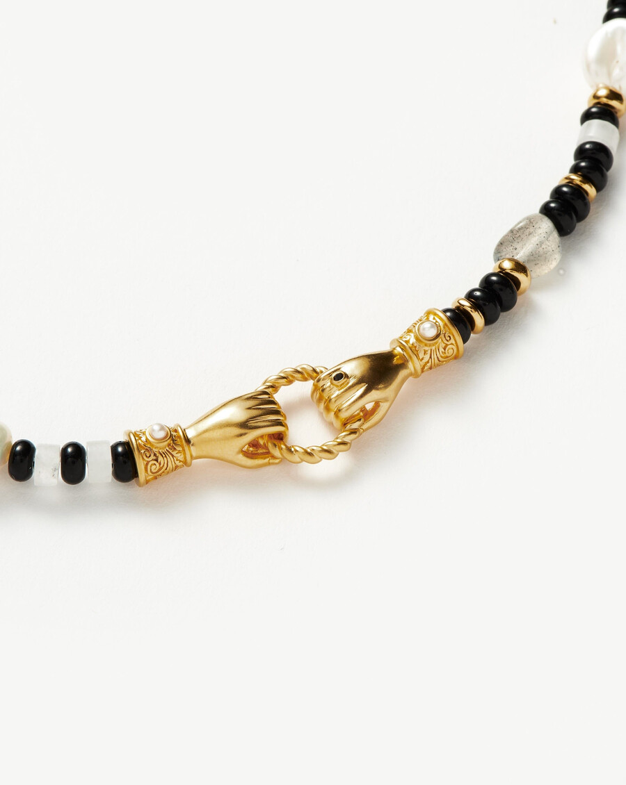 harris reed „in good hands perlenarmband mit edelsteinen – goldschwarz