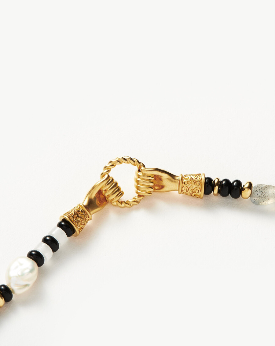harris reed „in good hands perlenarmband mit edelsteinen – goldschwarz