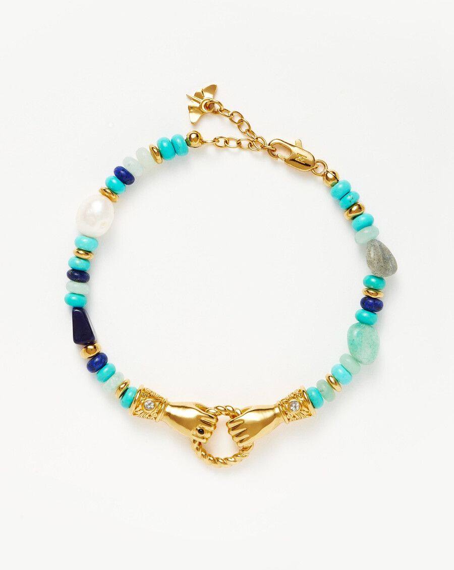harris reed „in good hands perlenarmband mit edelsteinen – goldtürkis