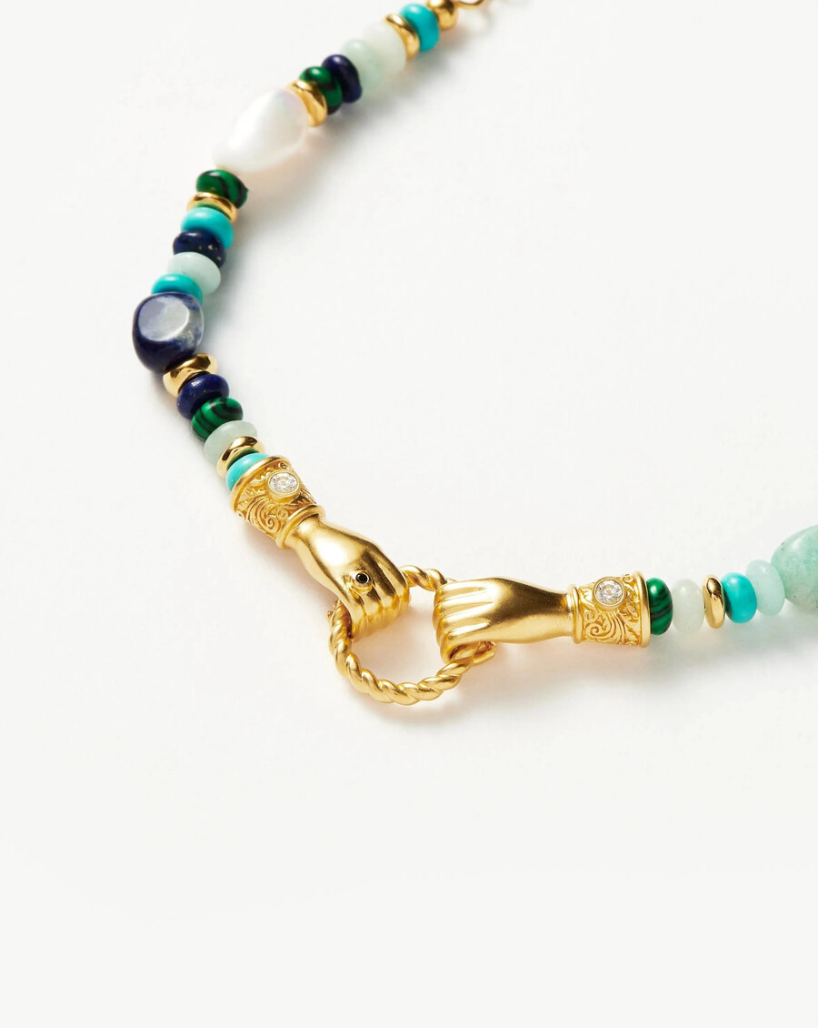 harris reed „in good hands perlenarmband mit edelsteinen – goldtürkis