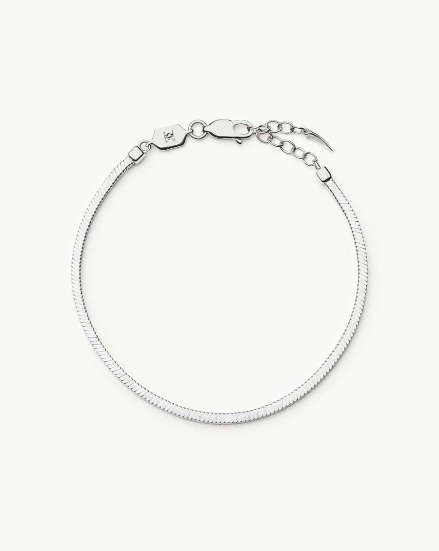 lucy williams armband mit quadratischer schlangenkette – silber