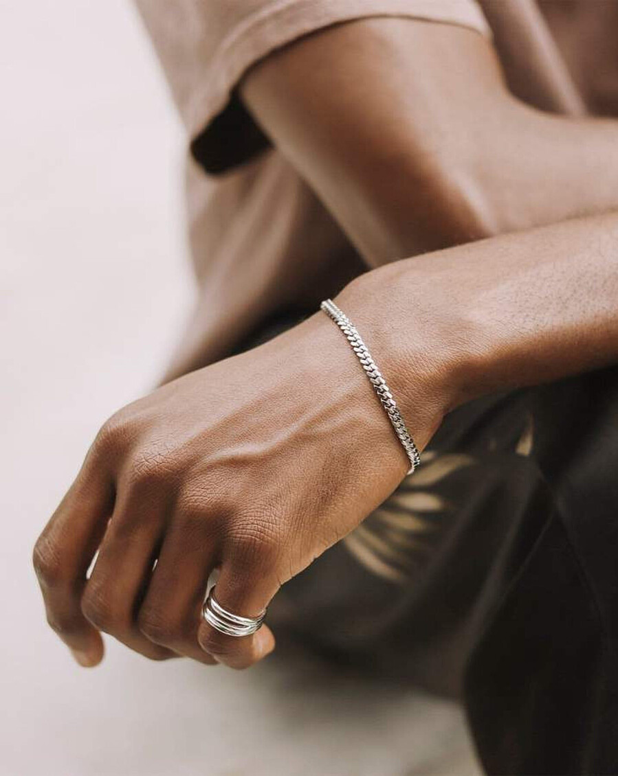rundes panzerkettenarmband aus silber