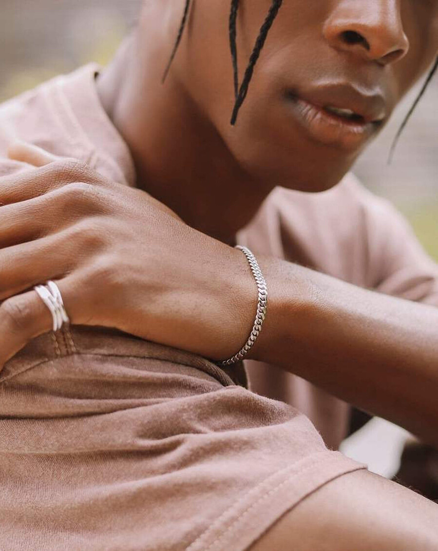 rundes panzerkettenarmband aus silber