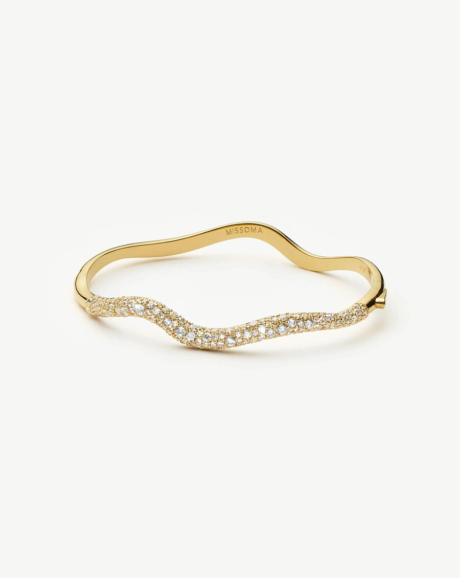 scharnierarmband mit dem muster „molten snow rippel – gold