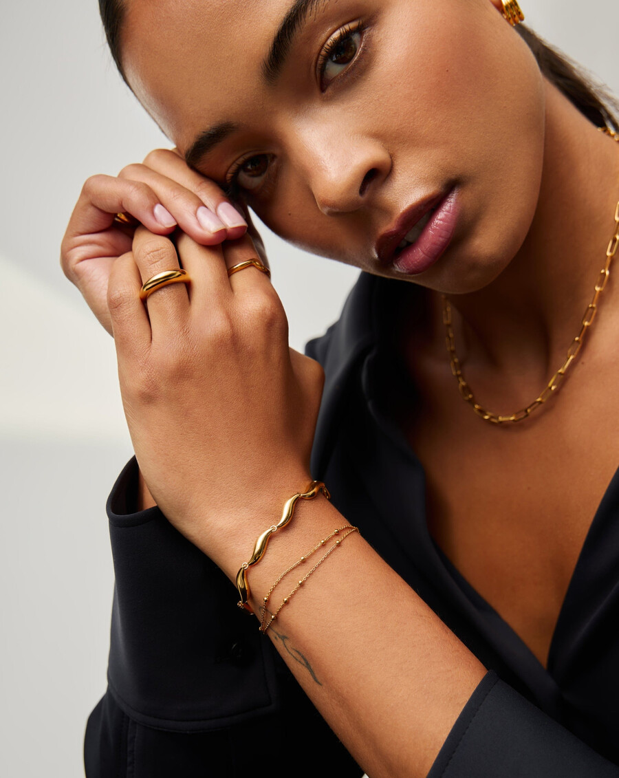savi signature link chain armband - gold