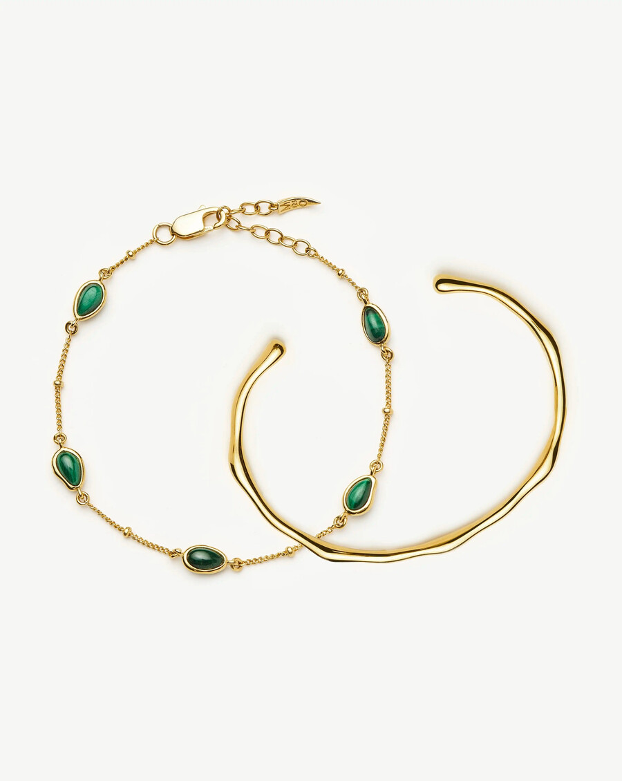 magma-edelstein- und schmelze-armband-set – gold