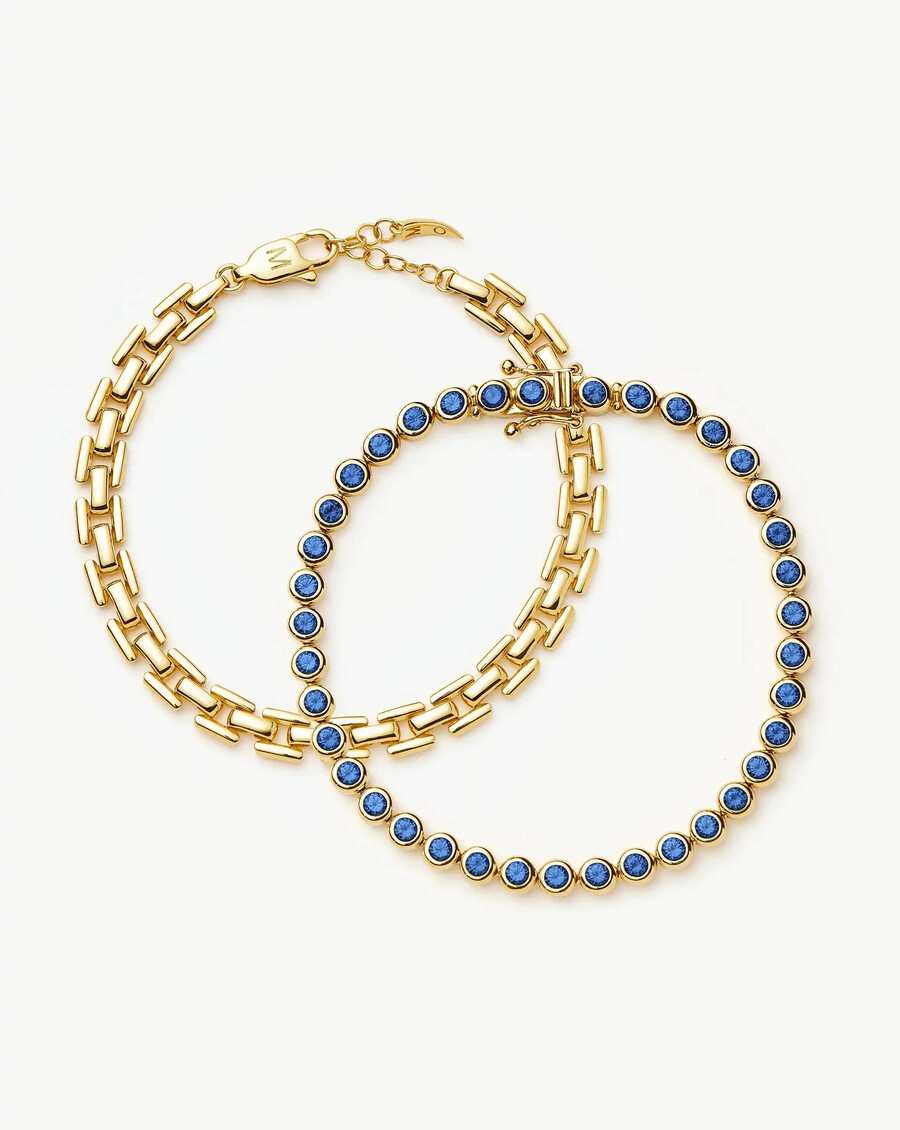 tennis- und büroklammer-armband-set – goldblau