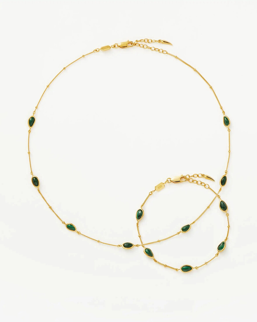 ikonisches magma edelstein-choker- und armband-set – gold vermeil