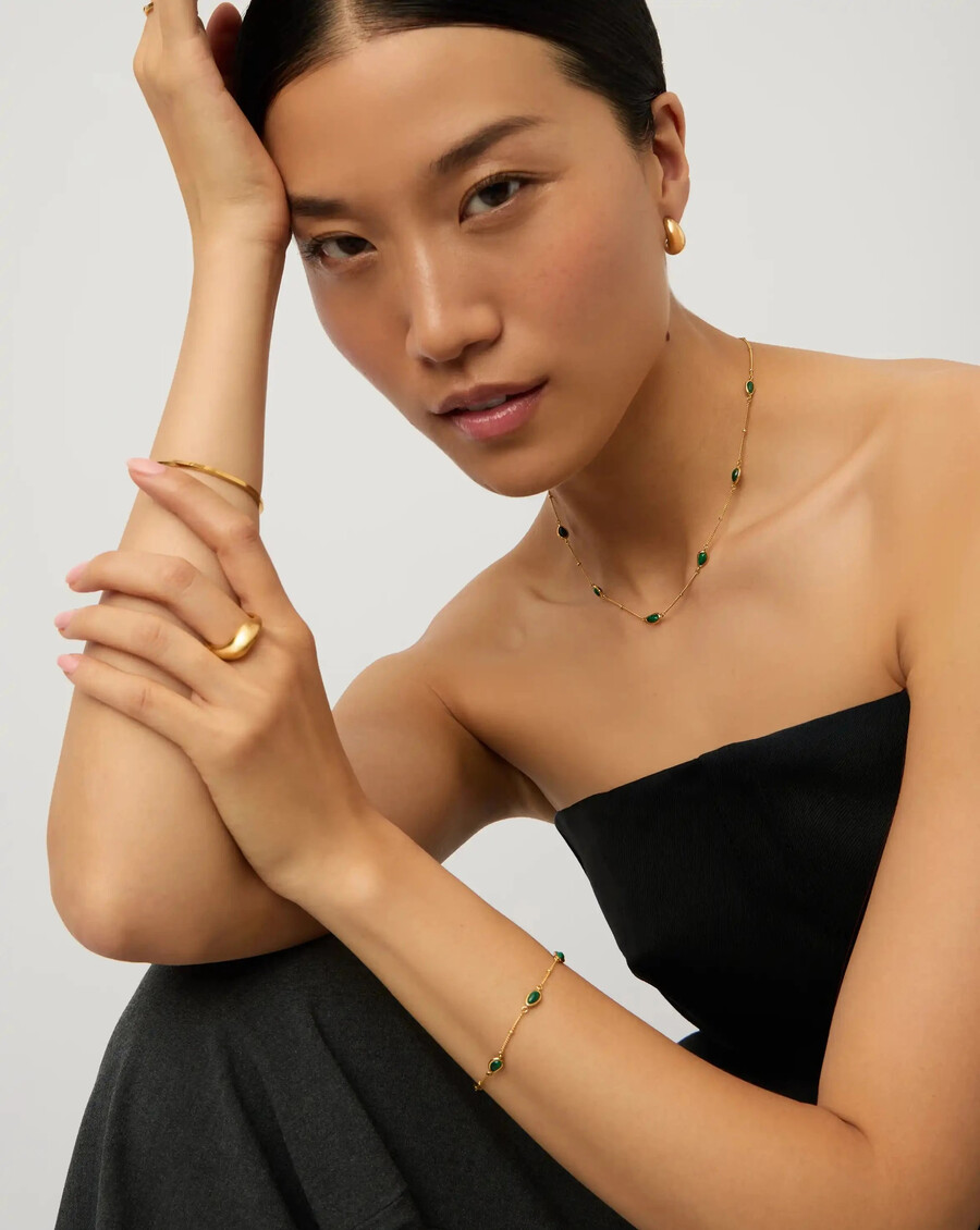 ikonisches magma edelstein-choker- und armband-set – gold vermeil