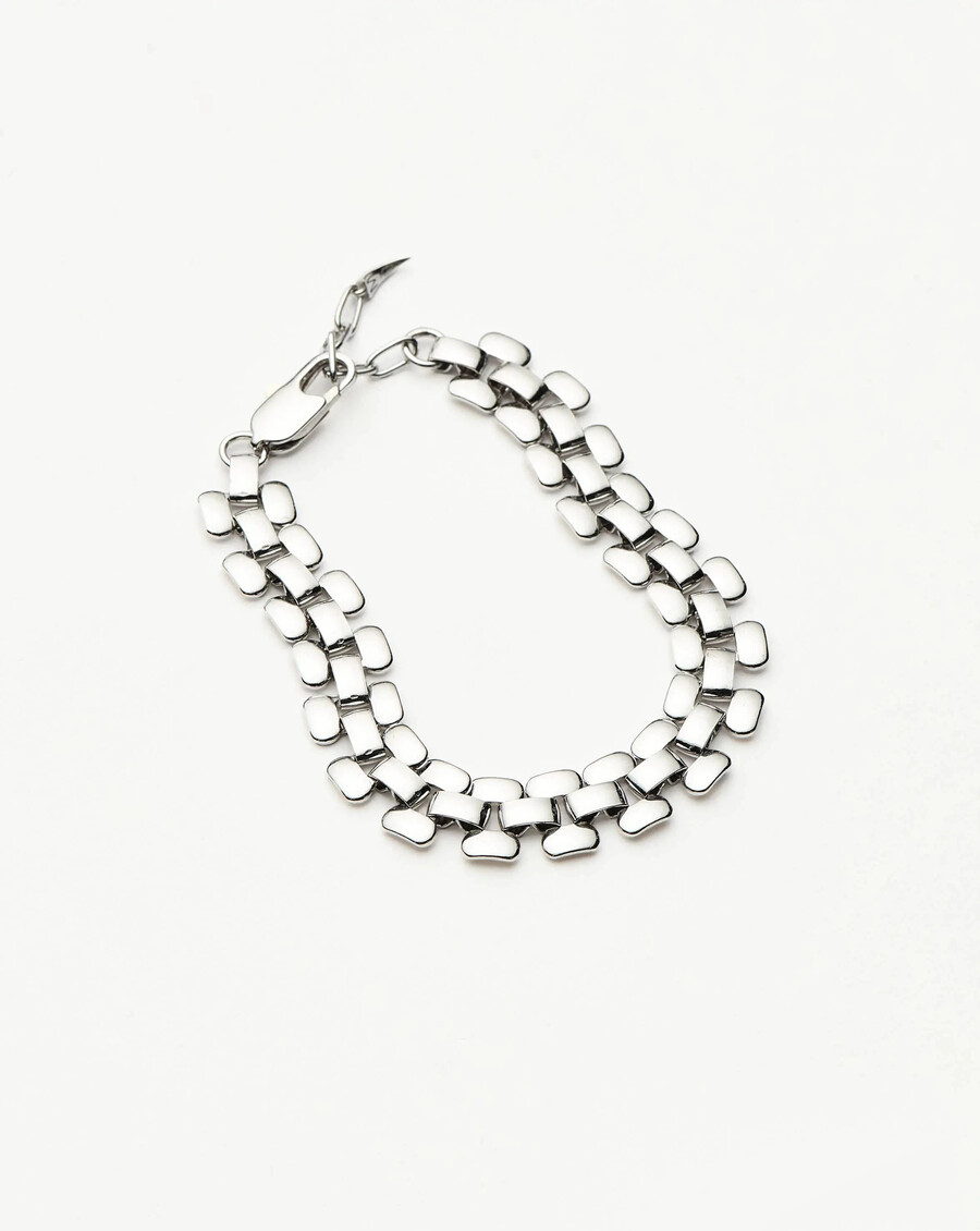 zeitmesser-armband mit breiter kette – silber