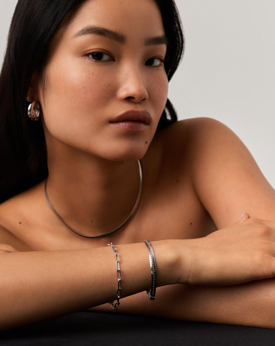 klassisches mini-armband mit büroklammerkette – silber