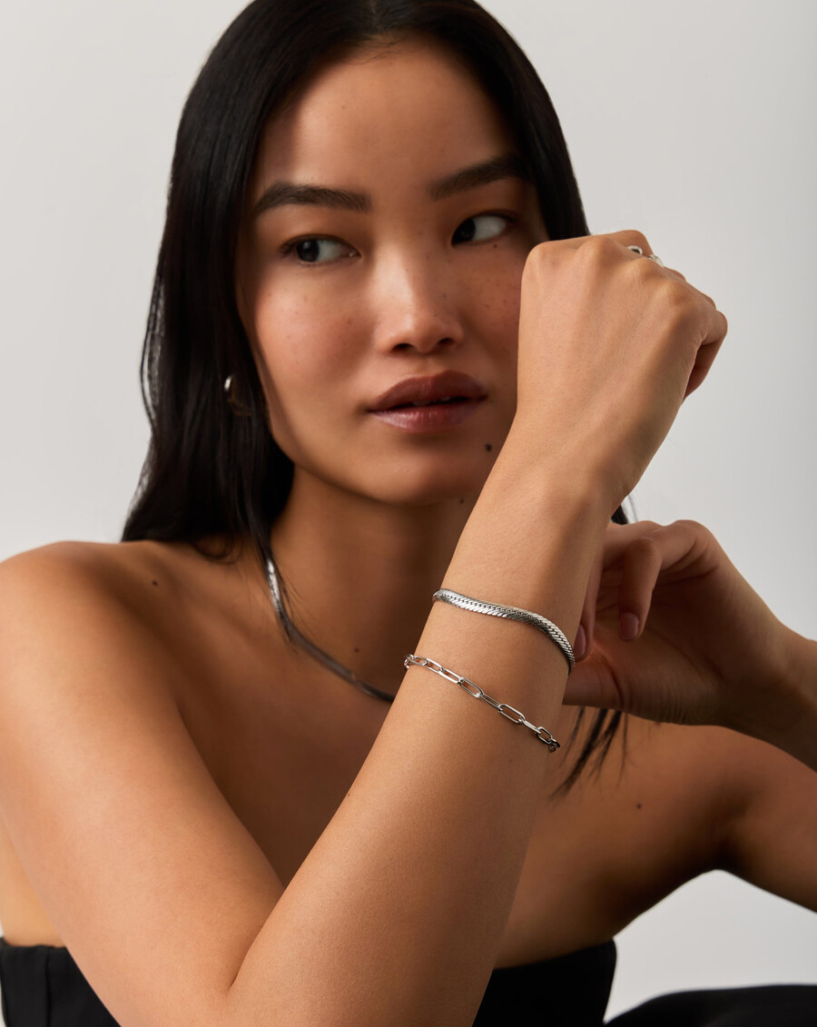 klassisches mini-armband mit büroklammerkette – silber