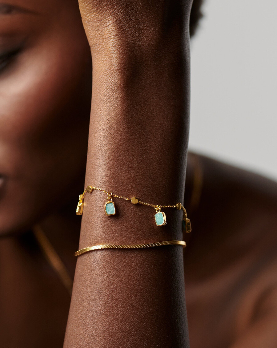 lena charm-armband – goldamazonitum