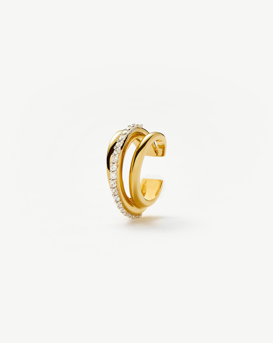 himmlischer ohrclip mit pavé-fassung – 18 karat gold vermeilzirkonia