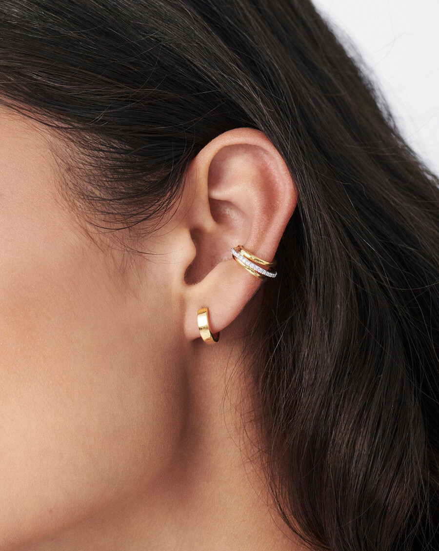 himmlischer ohrclip mit pavé-fassung – 18 karat gold vermeilzirkonia