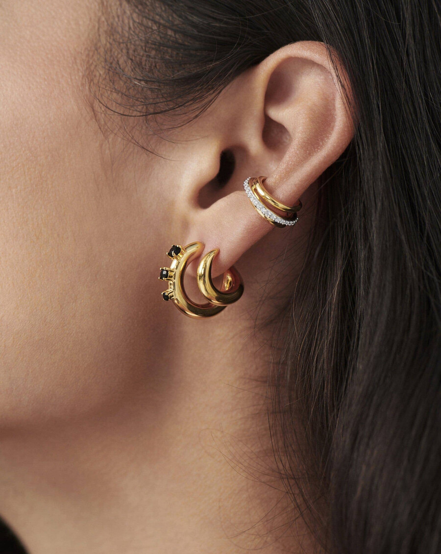 himmlischer ohrclip mit pavé-fassung – 18 karat gold vermeilzirkonia