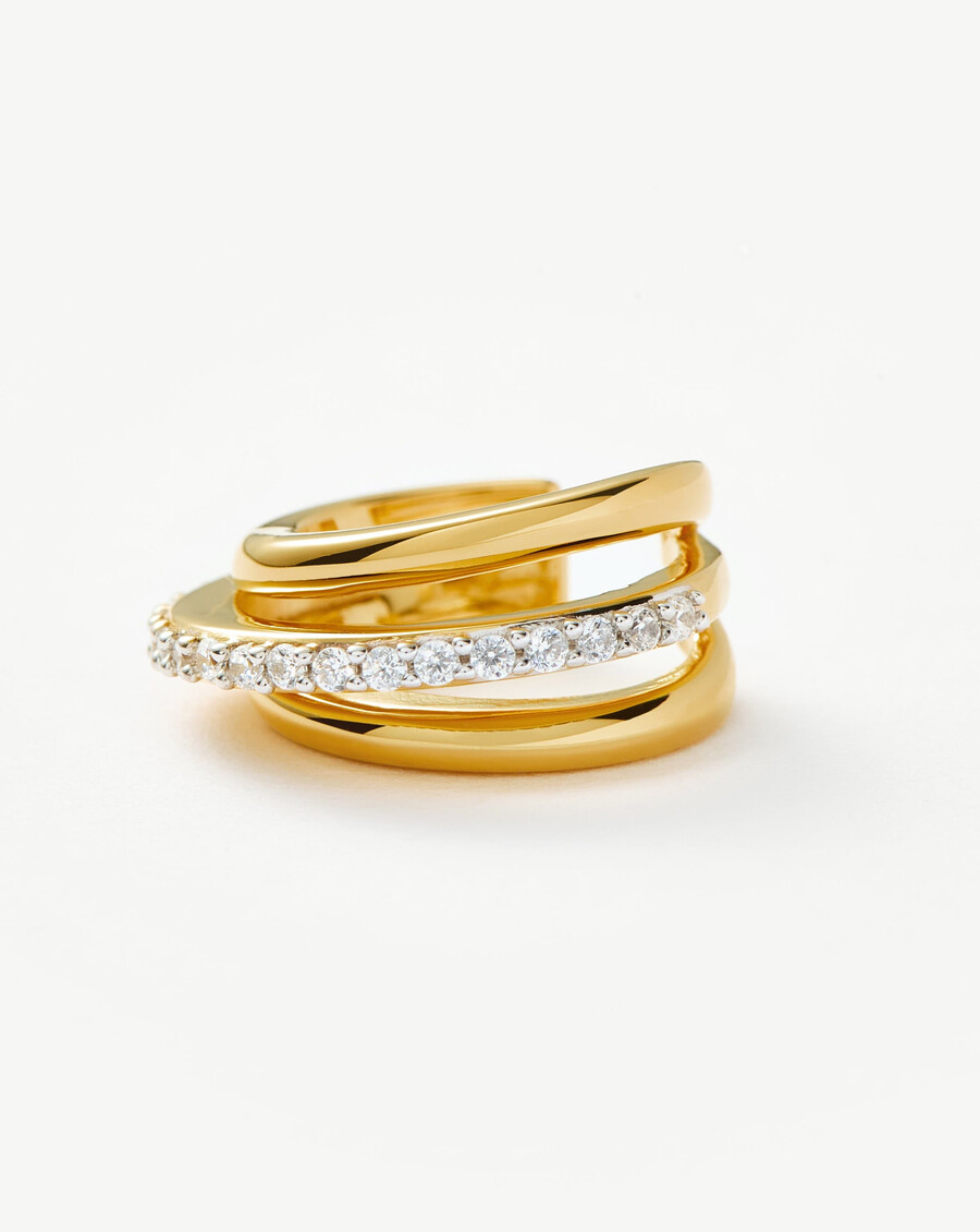 himmlischer ohrclip mit pavé-fassung – 18 karat gold vermeilzirkonia