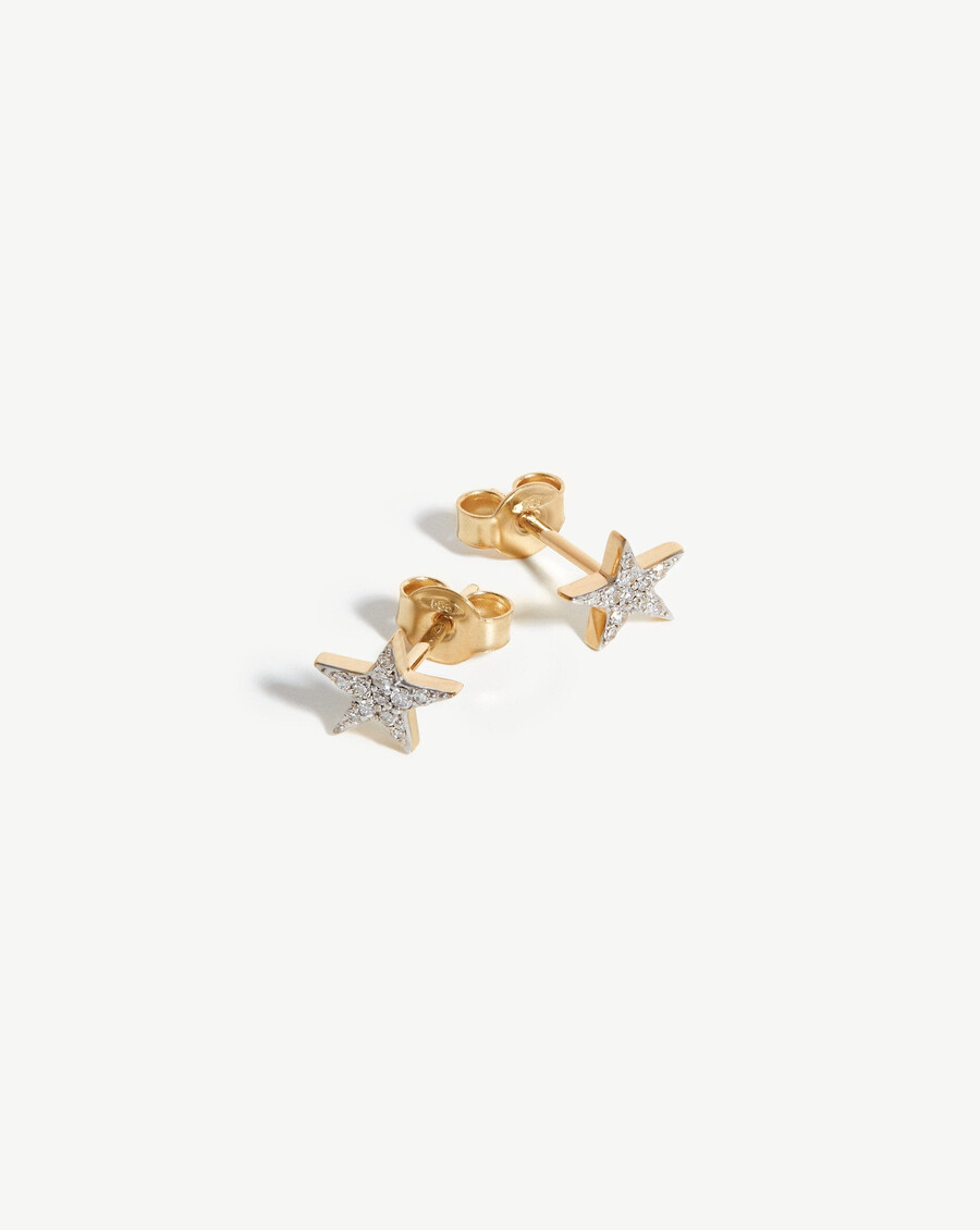 kleine sternohrstecker mit diamanten aus 14-karätigem massivgold