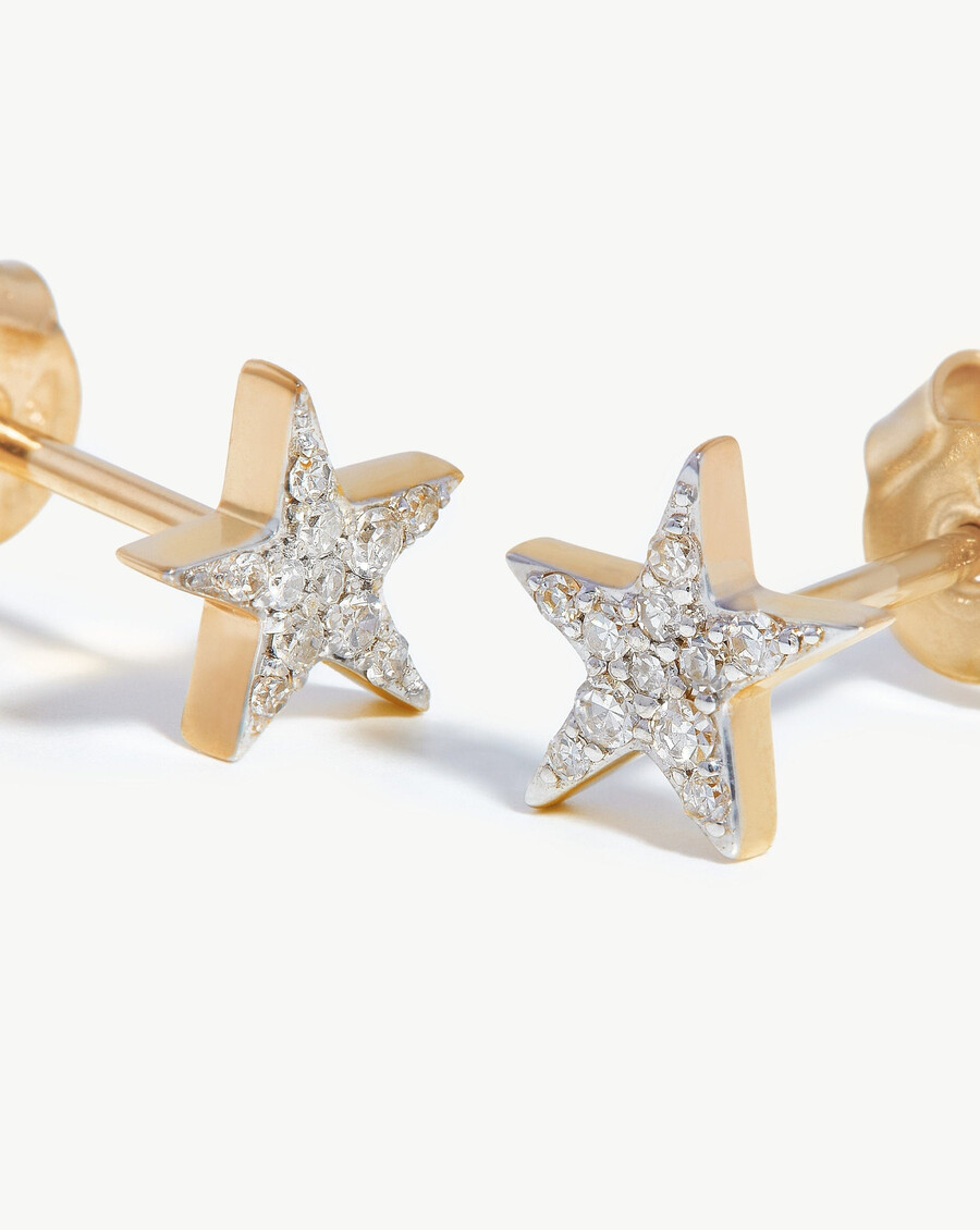 kleine sternohrstecker mit diamanten aus 14-karätigem massivgold