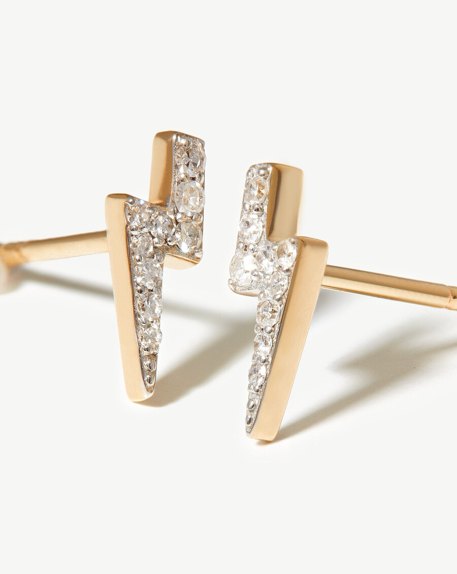 feine diamant-ohrstecker mit blitzmotiv
