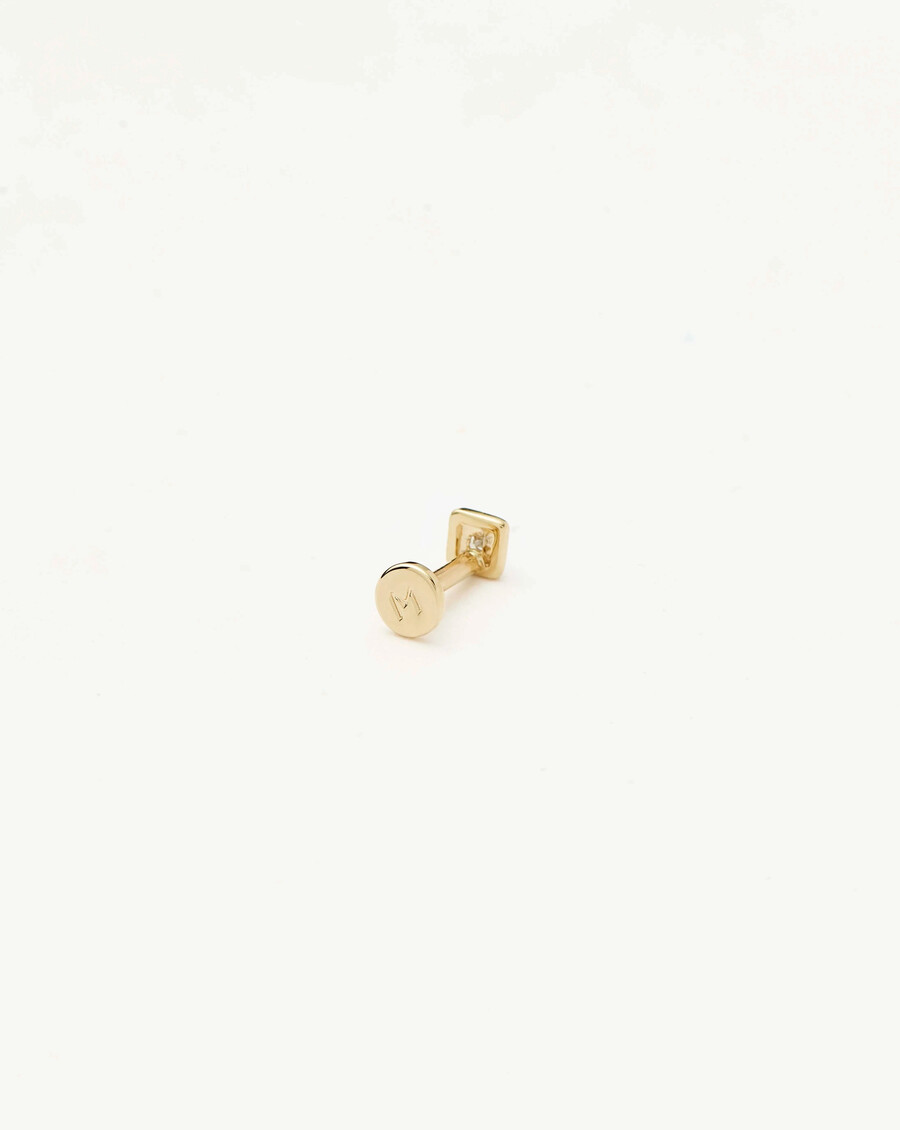 ohrstecker mit quadratischem diamanten und flacher rückseite aus 14-karätigem massivgold