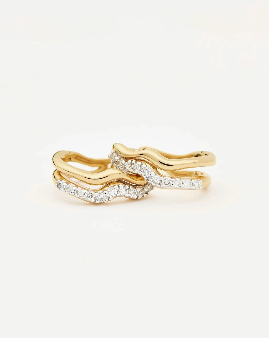 molten snow 14k massivgold diamant doppel mini creolen