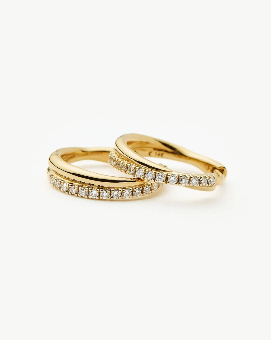 lucy williams 14k massivgold diamant entwine huggies