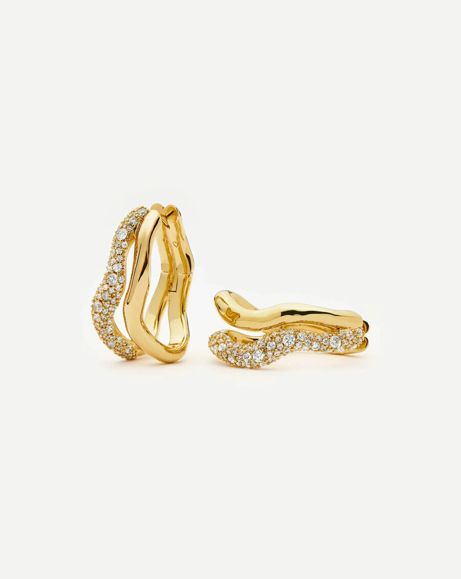 doppelte mittlere creolen „molten snow – gold
