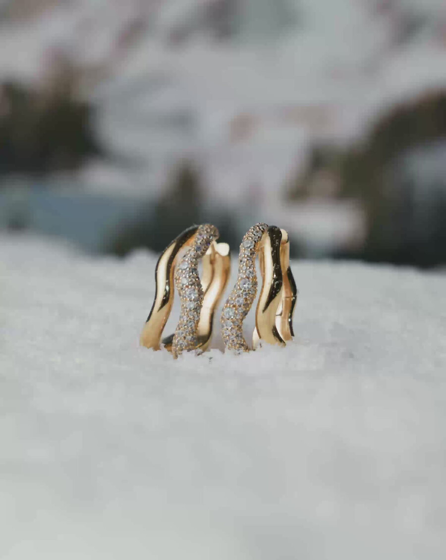 doppelte mittlere creolen „molten snow – gold
