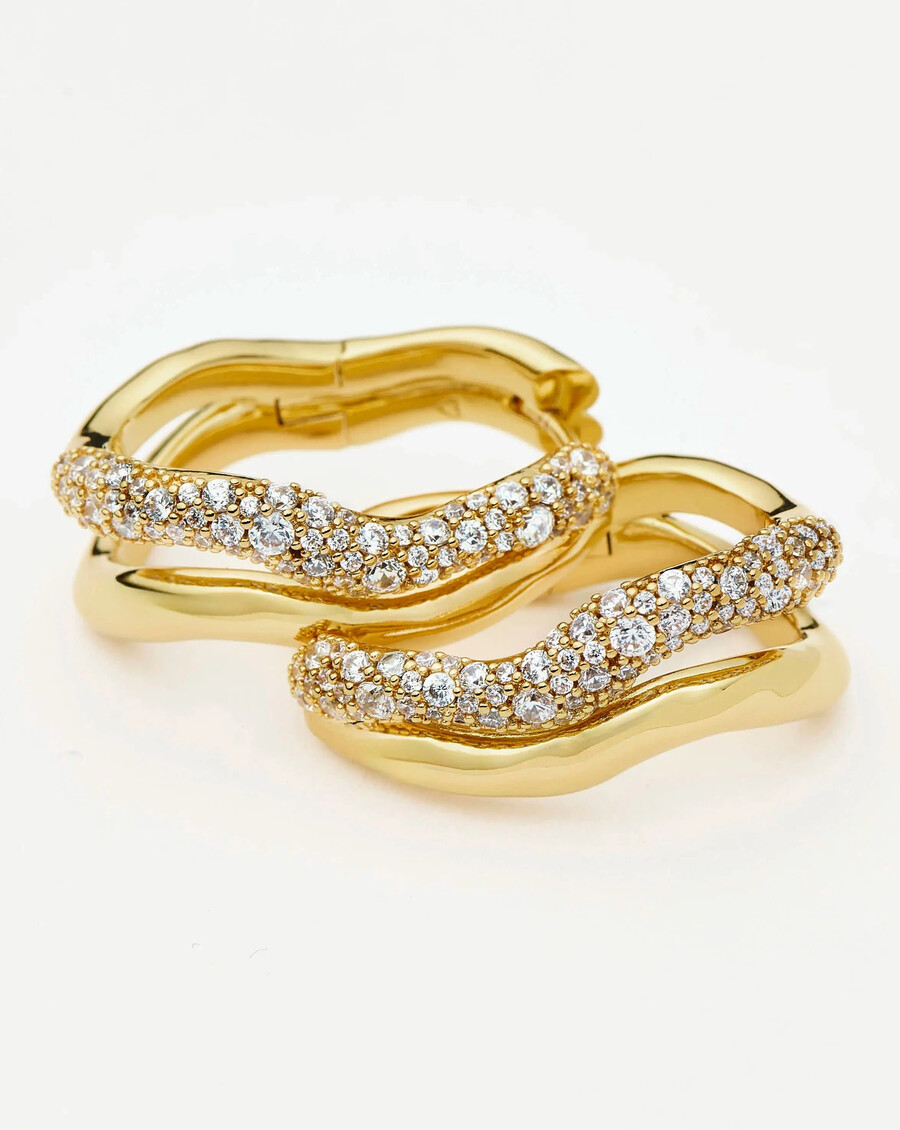 doppelte mittlere creolen „molten snow – gold