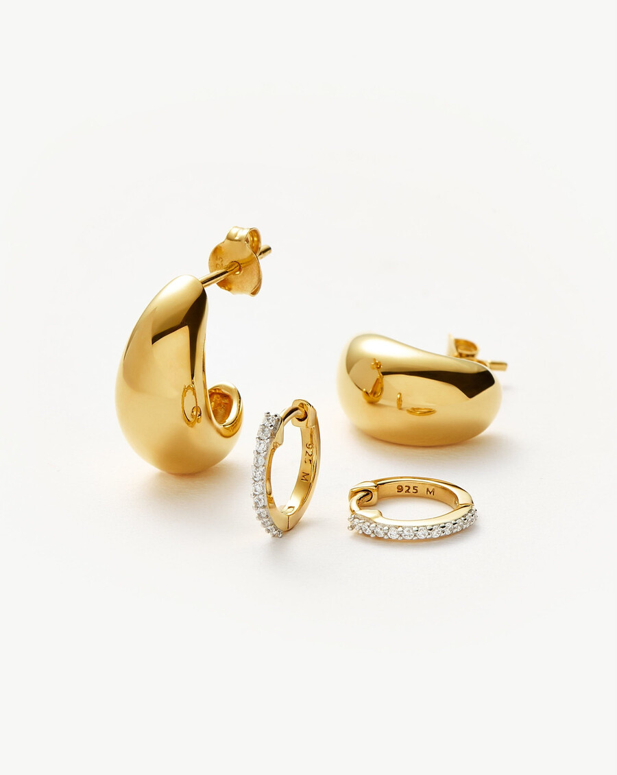 ohrring-set mit kuppel-pavé-fassung