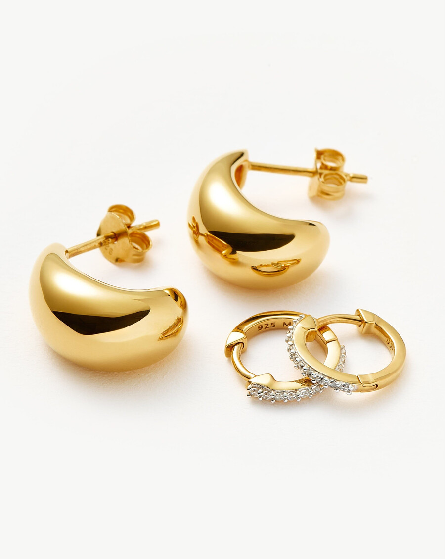 ohrring-set mit kuppel-pavé-fassung