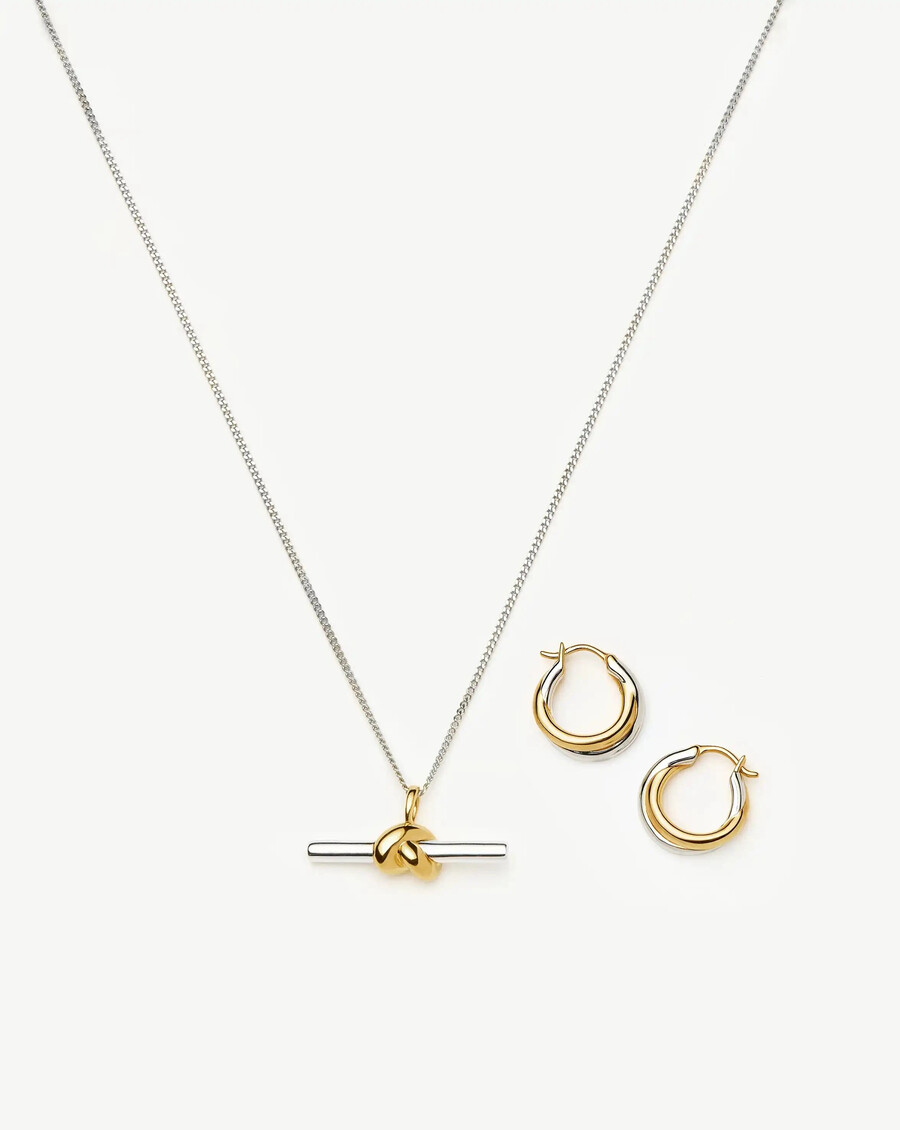 lucy williams knot t-bar halskette entwine ohrringe set