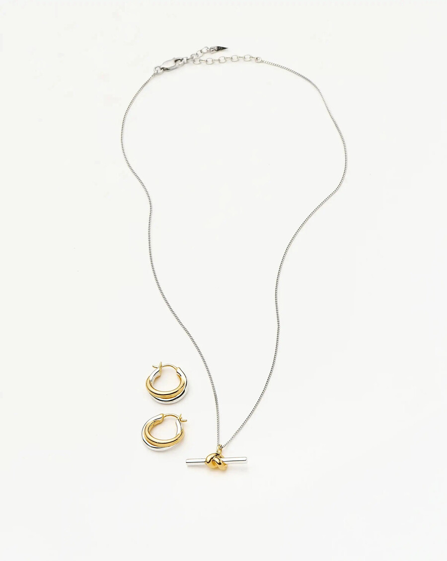 lucy williams knot t-bar halskette entwine ohrringe set